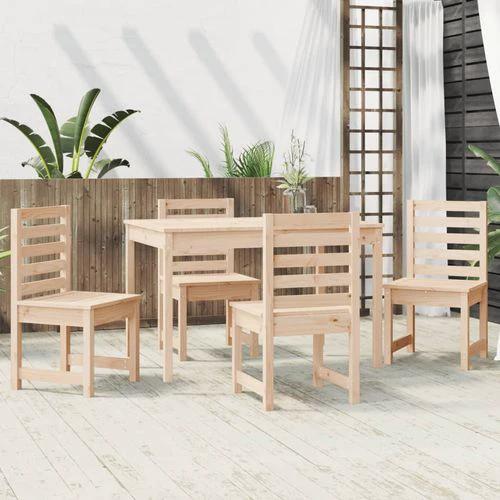 VidaXL 5 Piece Garden Dining Set 121x82.5x76 cm Solid Pine Wood Rustic Outdoor Patio Furniture by vidaXL
