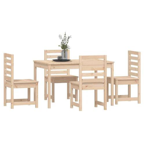 VidaXL 5 Piece Garden Dining Set 121x82.5x76 cm Solid Pine Wood Rustic Outdoor Patio Furniture by vidaXL