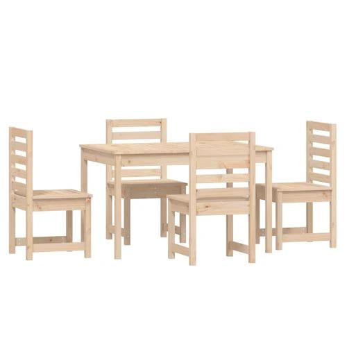 VidaXL 5 Piece Garden Dining Set 121x82.5x76 cm Solid Pine Wood Rustic Outdoor Patio Furniture by vidaXL