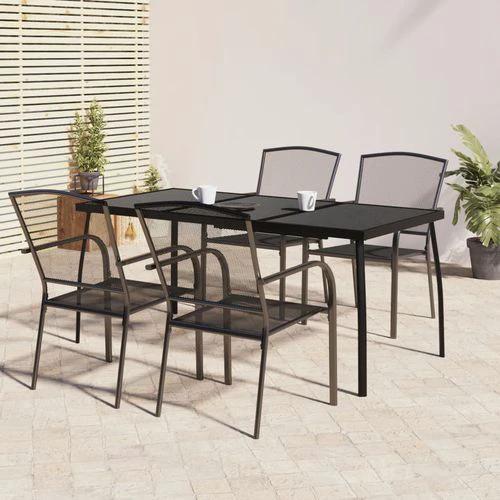 vidaXL 3 Piece Garden Dining Set Anthracite Steel with Durable Powder Coating for Outdoor Entertaining by vidaXL