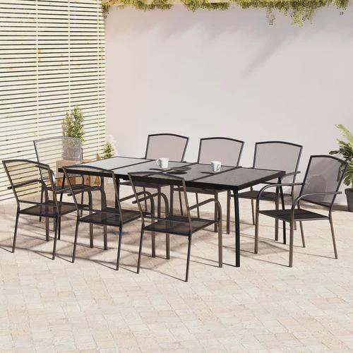 vidaXL vidaXL 3 Piece Garden Dining Set Anthracite Steel with Durable Powder Coating for Outdoor Entertaining - Garden Set