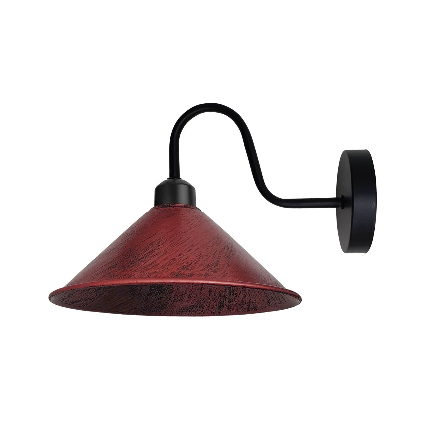 Un-branded Rustic Red Wall Light Fixture Cone Shade Swan Neck - Wall Lights