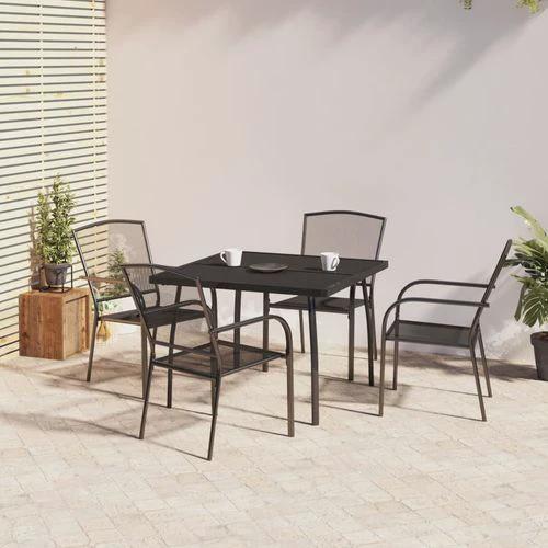 vidaXL 3 Piece Garden Dining Set Anthracite Steel with Durable Powder Coating for Outdoor Entertaining by vidaXL