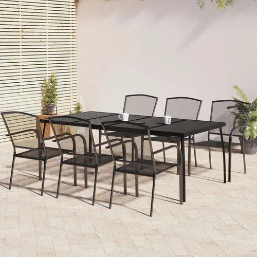 vidaXL 3 Piece Garden Dining Set Anthracite Steel with Durable Powder Coating for Outdoor Entertaining by vidaXL