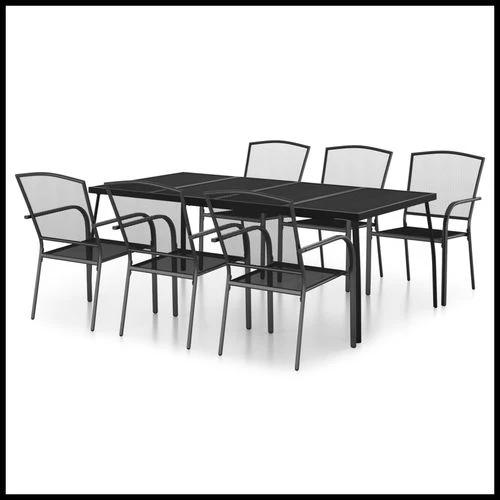 vidaXL 3 Piece Garden Dining Set Anthracite Steel with Durable Powder Coating for Outdoor Entertaining by vidaXL