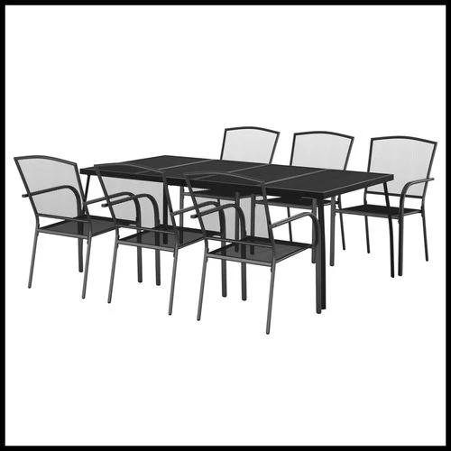 vidaXL 3 Piece Garden Dining Set Anthracite Steel with Durable Powder Coating for Outdoor Entertaining by vidaXL