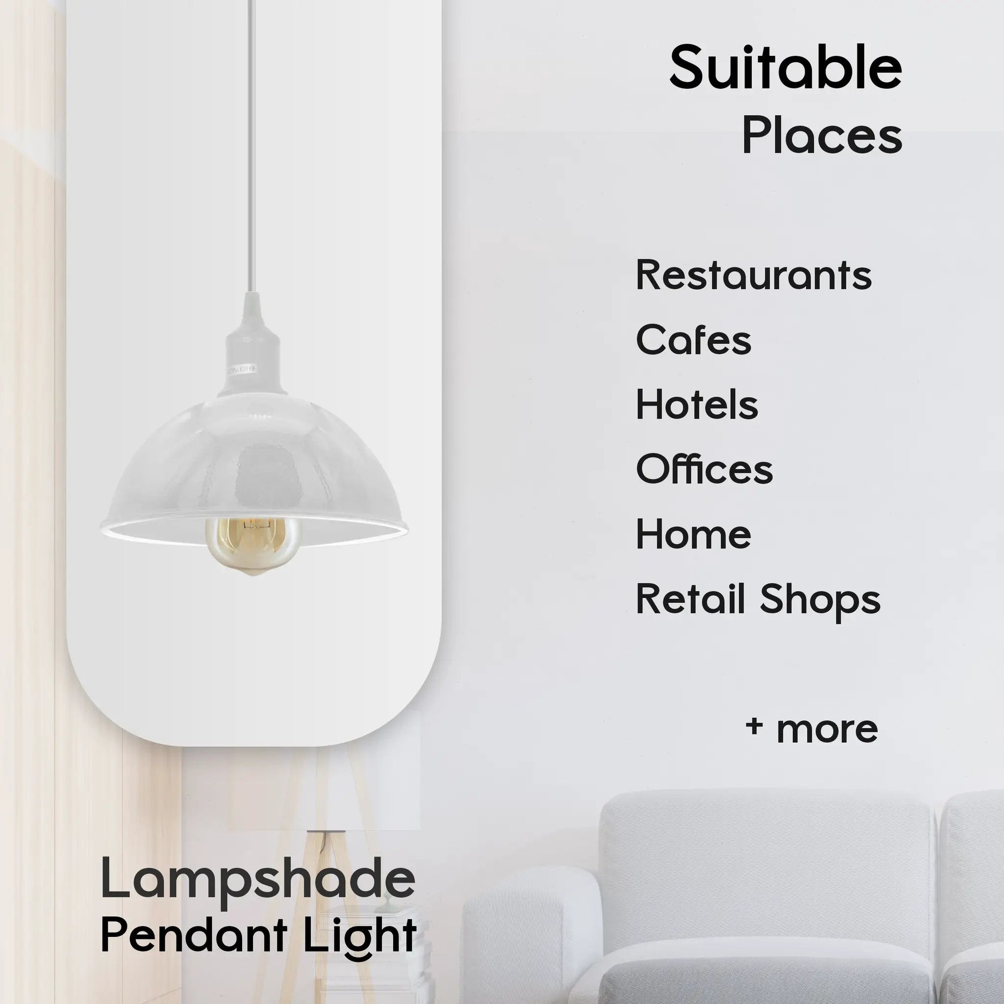 Un-branded 2Pack Dome Shaped White Loft Style Sturdy Metal Lamp Shade Pendant Lights 21cm Bottom Spray Painted Finish Inner White - Ceiling Lights