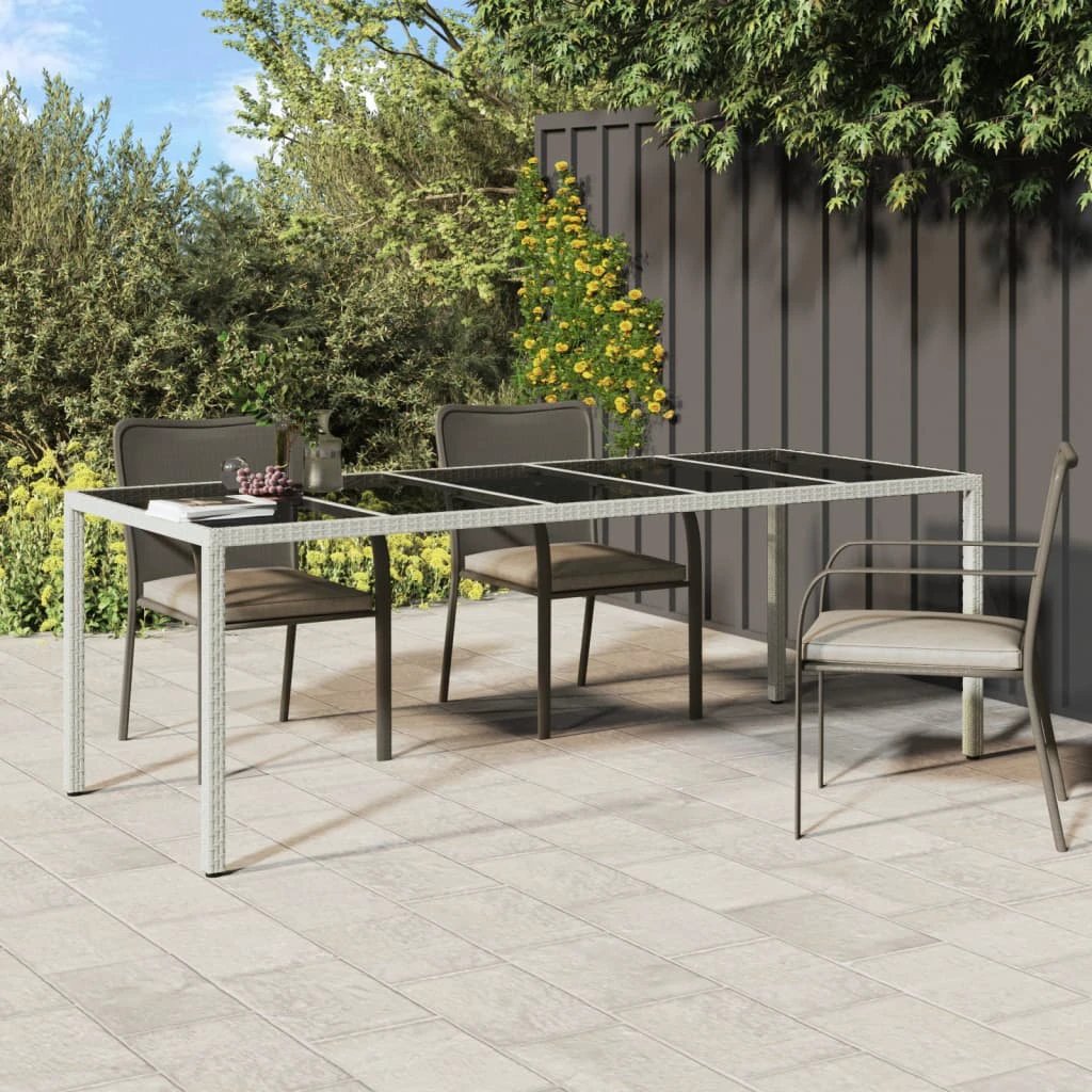 vidaXL vidaXL Garden Table White 250x100x75 cm Poly Rattan and Tempered Glass - Garden Table