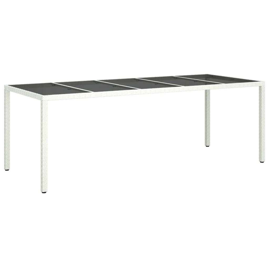 vidaXL vidaXL Garden Table White 250x100x75 cm Poly Rattan and Tempered Glass - Garden Table