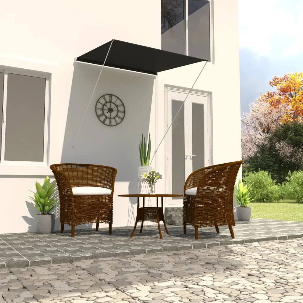 vidaXL VidaXL Retractable Awning 100x150 cm Blue White PA-Coated Fabric UV-Resistant for Patio - Cover