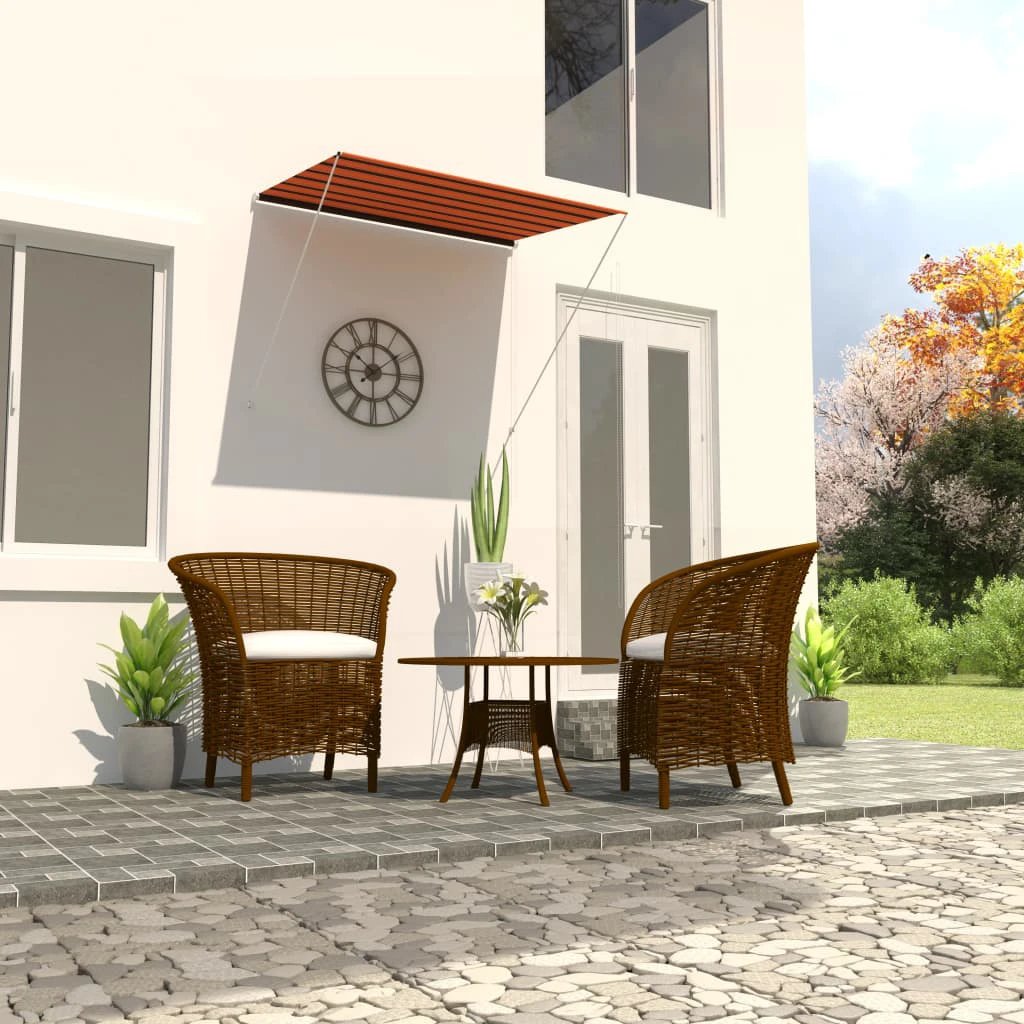 vidaXL VidaXL Retractable Awning 100x150 cm Blue White PA-Coated Fabric UV-Resistant for Patio - Cover