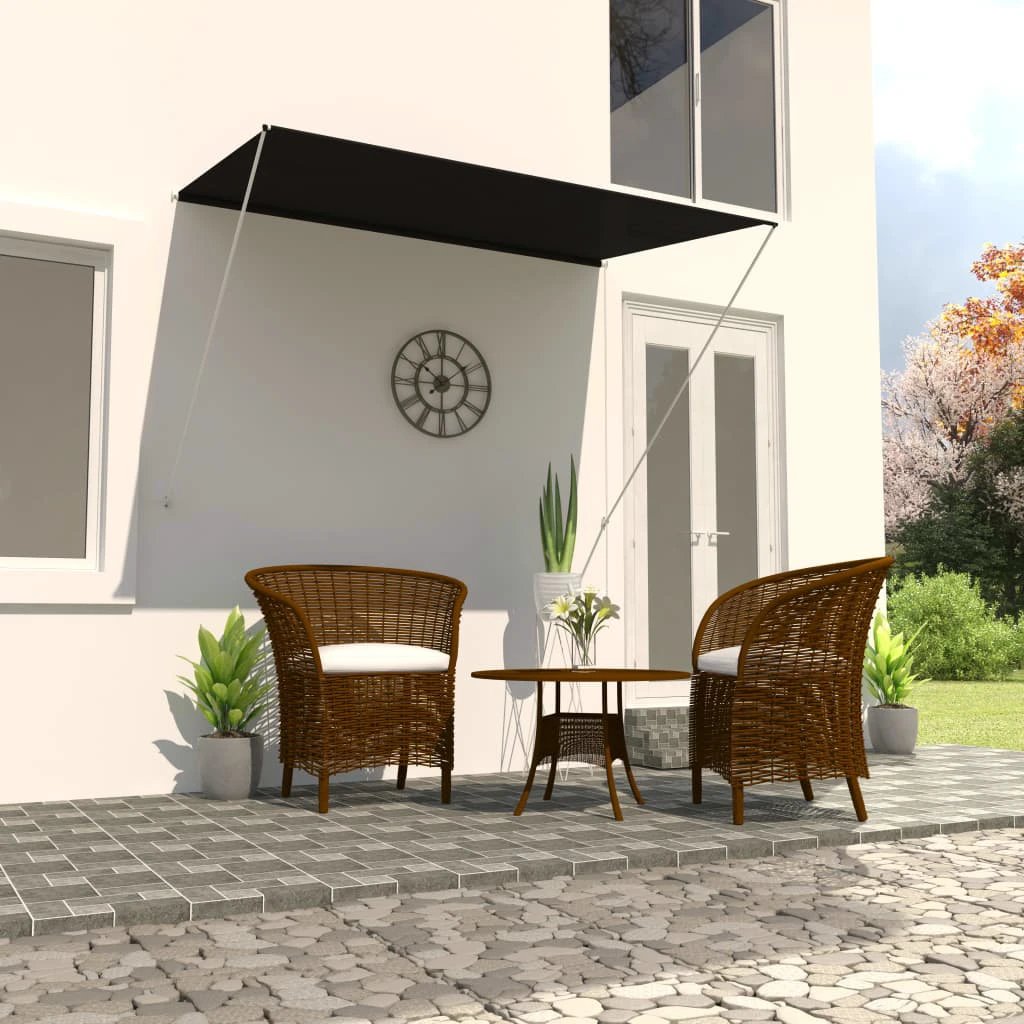vidaXL VidaXL Retractable Awning 100x150 cm Blue White PA-Coated Fabric UV-Resistant for Patio - Cover