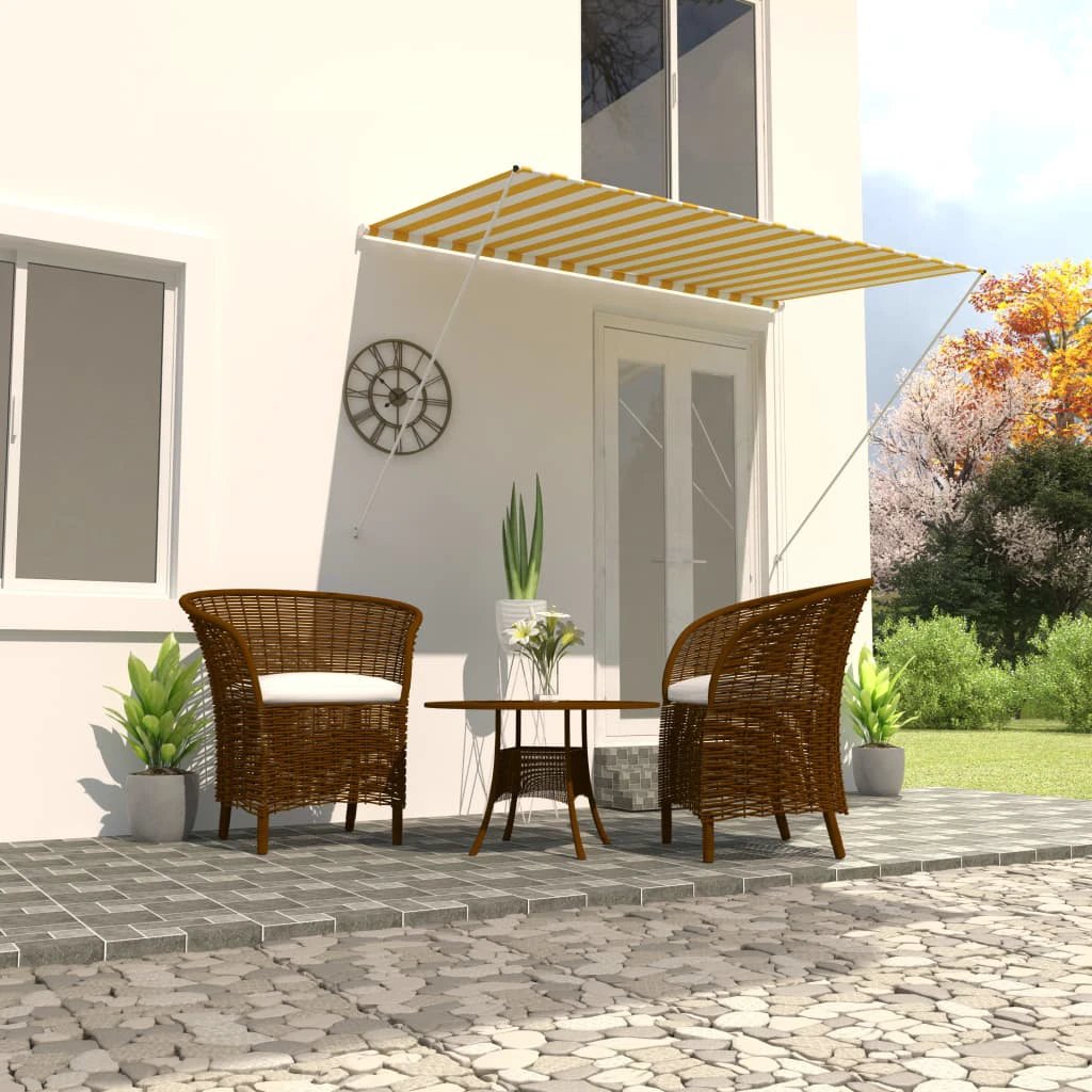 vidaXL VidaXL Retractable Awning 100x150 cm Blue White PA-Coated Fabric UV-Resistant for Patio - Cover