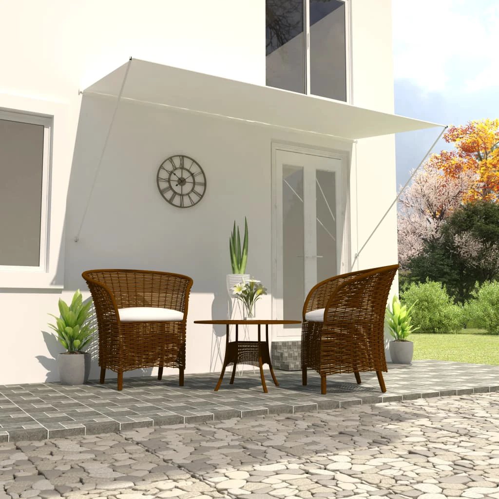 vidaXL VidaXL Retractable Awning 100x150 cm Blue White PA-Coated Fabric UV-Resistant for Patio - Cover