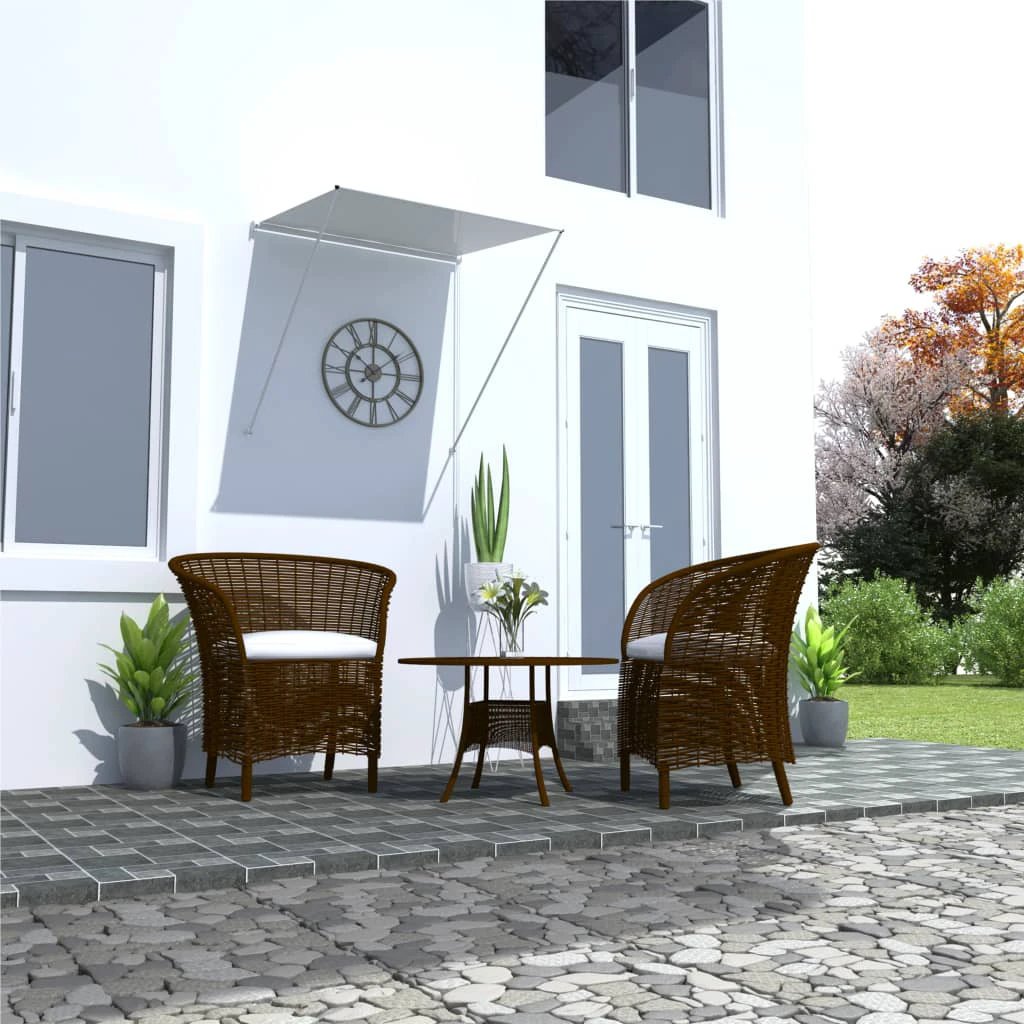 VidaXL Retractable Awning 100x150 cm Blue White PA-Coated Fabric UV-Resistant for Patio by vidaXL