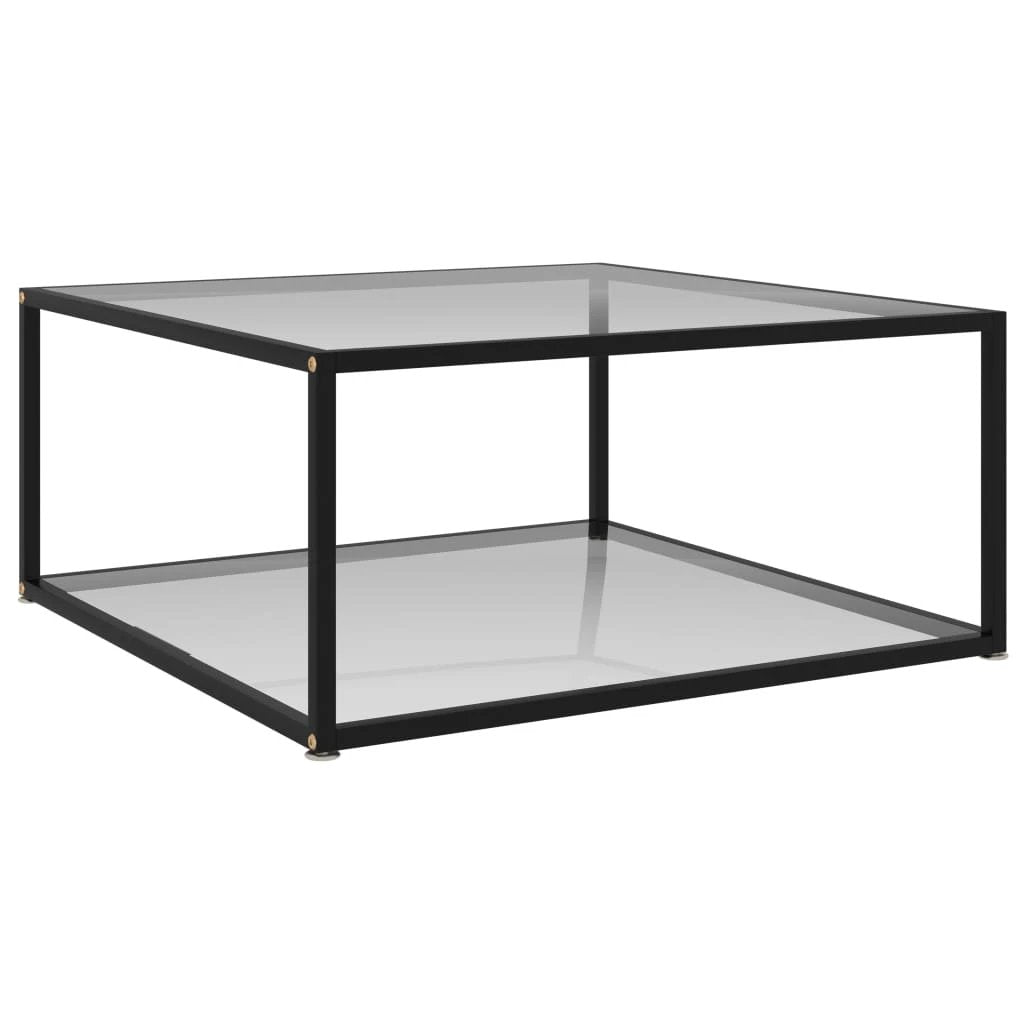 VidaXL Coffee Table 60x60x35 cm Tempered Glass Two Layer Design With Powder Coated Steel Frame For Living Room by vidaXL