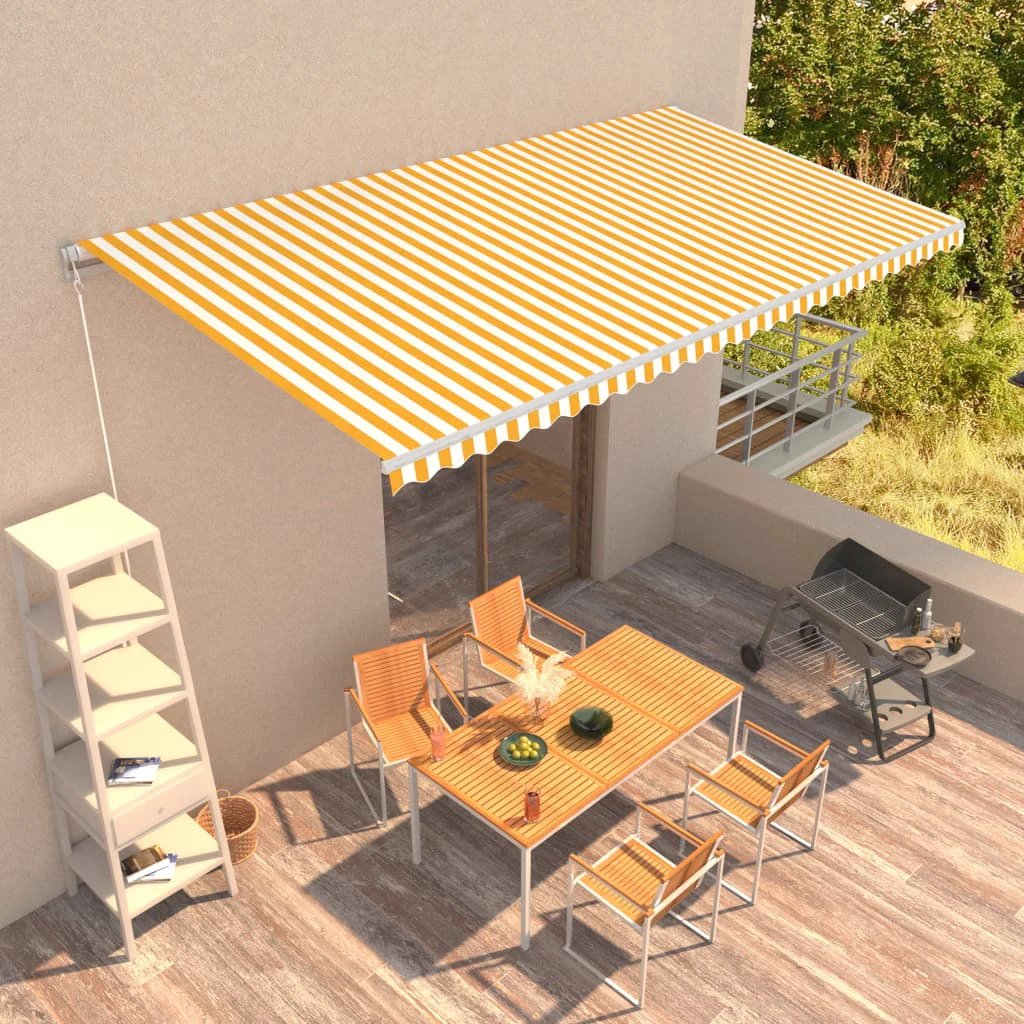 vidaXL VidaXL Manual Retractable Awning 400x350 Burgundy UV Resistant Patio Shade For Outdoors - Cover