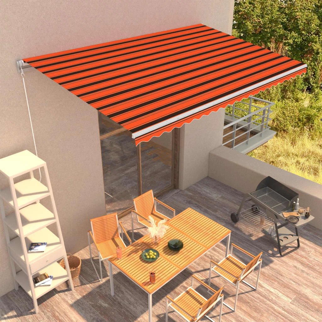 vidaXL VidaXL Manual Retractable Awning 400x350 Burgundy UV Resistant Patio Shade For Outdoors - Cover
