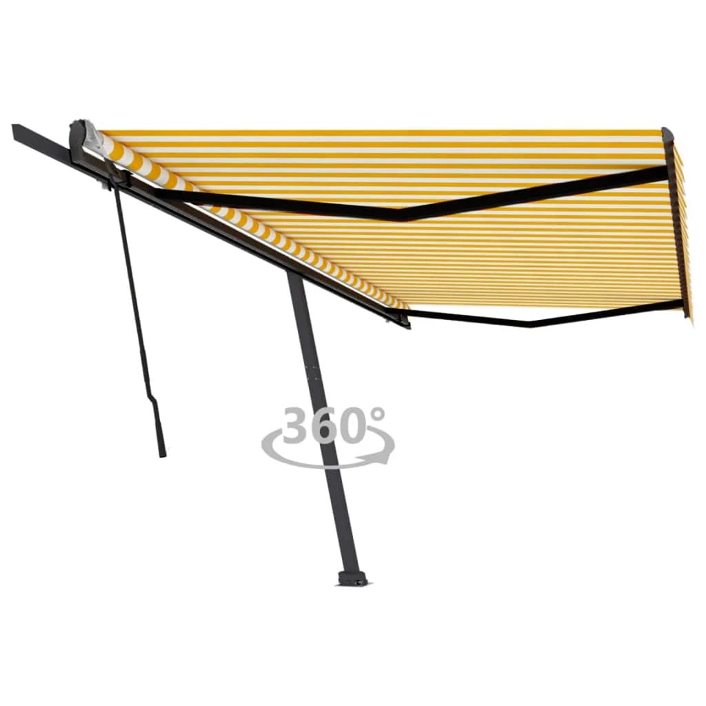 vidaXL VidaXL Freestanding Manual Retractable Awning 300x250 Cm Blue White UV Resistant Outdoor Patio - Cover