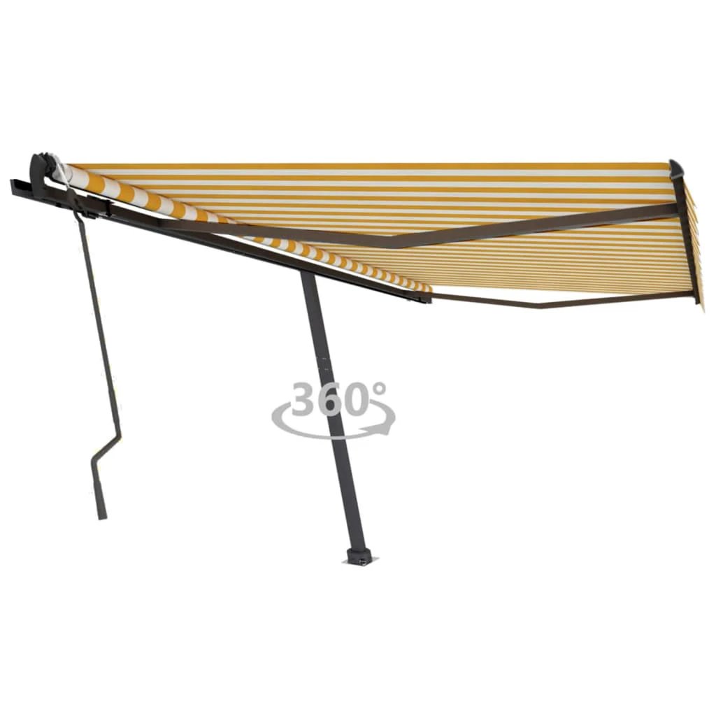 vidaXL VidaXL Freestanding Manual Retractable Awning 300x250 Cm Blue White UV Resistant Outdoor Patio - Cover