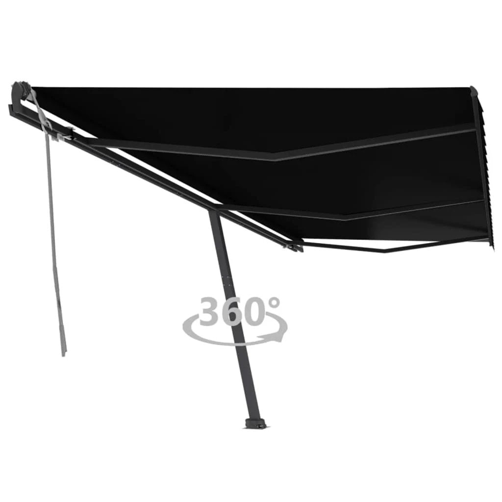 vidaXL VidaXL Freestanding Manual Retractable Awning 300x250 Cm Blue White UV Resistant Outdoor Patio - Cover