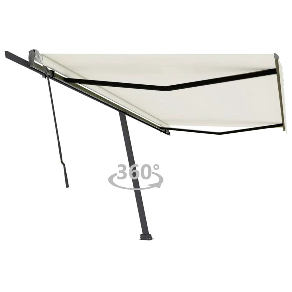 vidaXL VidaXL Freestanding Manual Retractable Awning 300x250 Cm Blue White UV Resistant Outdoor Patio - Cover