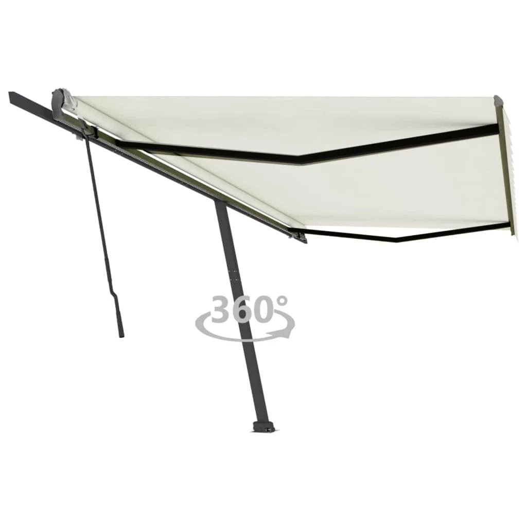 VidaXL Freestanding Manual Retractable Awning 300x250 Cm Blue White UV Resistant Outdoor Patio by vidaXL