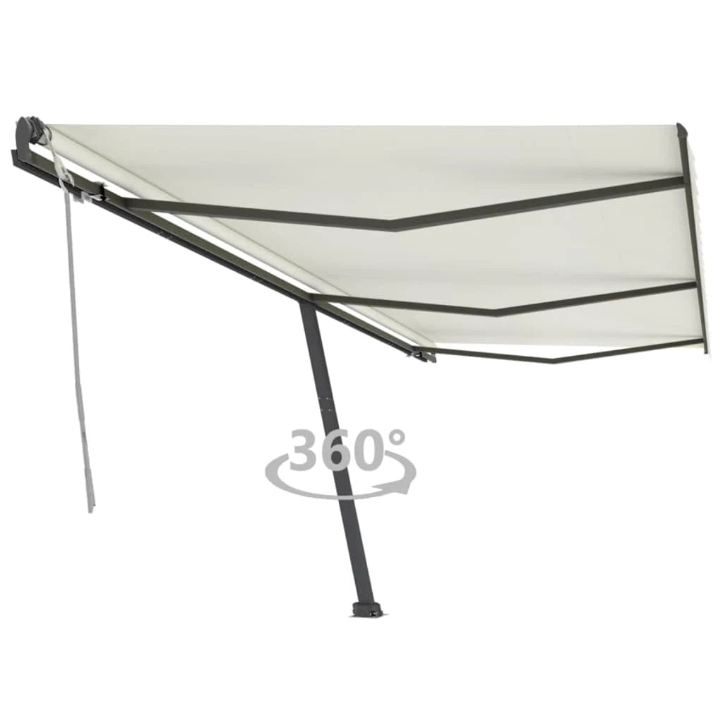 VidaXL Freestanding Manual Retractable Awning 300x250 Cm Blue White UV Resistant Outdoor Patio by vidaXL