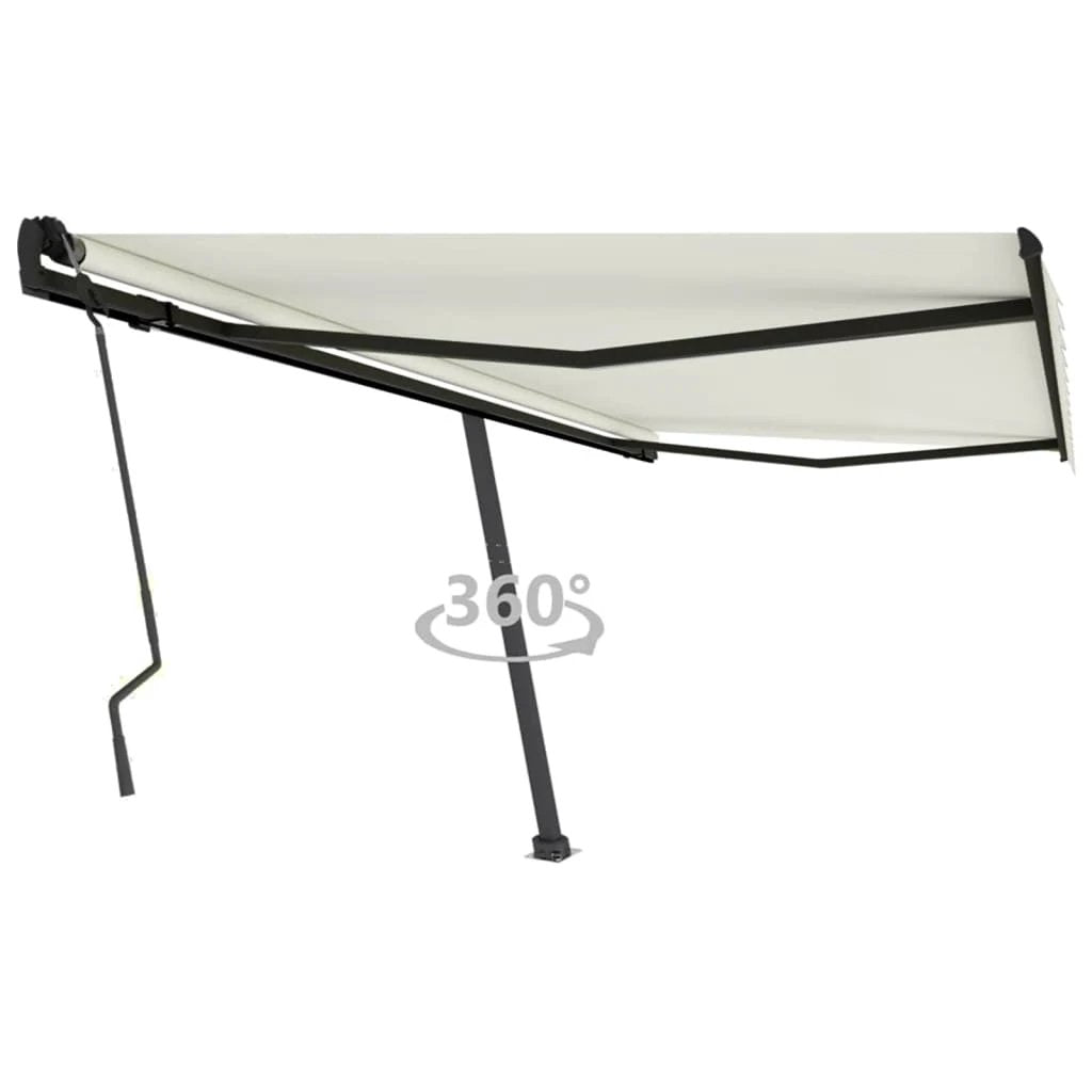 VidaXL Freestanding Manual Retractable Awning 300x250 Cm Blue White UV Resistant Outdoor Patio by vidaXL