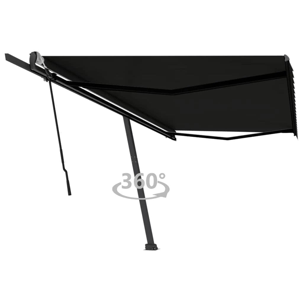 VidaXL Freestanding Manual Retractable Awning 300x250 Cm Blue White UV Resistant Outdoor Patio by vidaXL