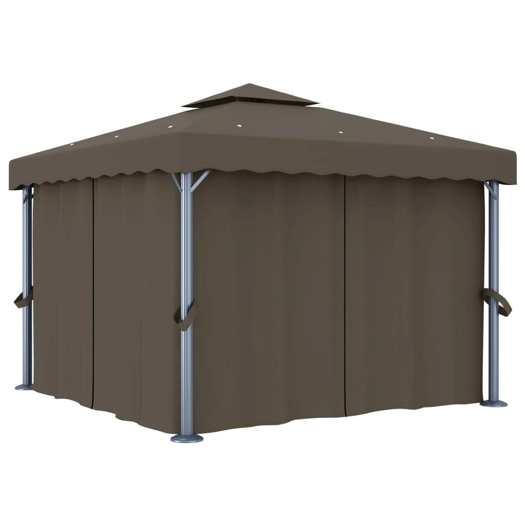 vidaXL Gazebo with Curtain&LED String Lights 3x3 m Cream White by vidaXL
