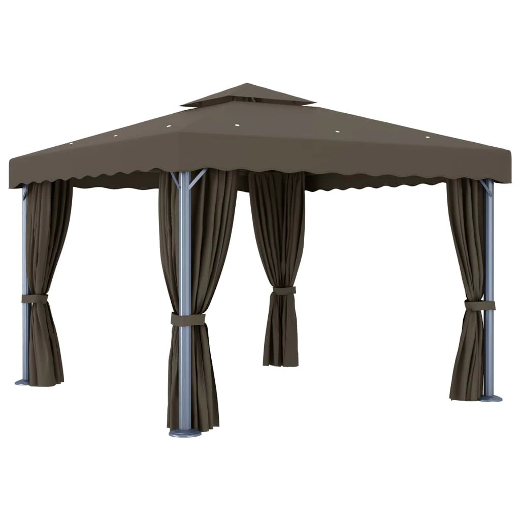 vidaXL Gazebo with Curtain&LED String Lights 3x3 m Cream White by vidaXL
