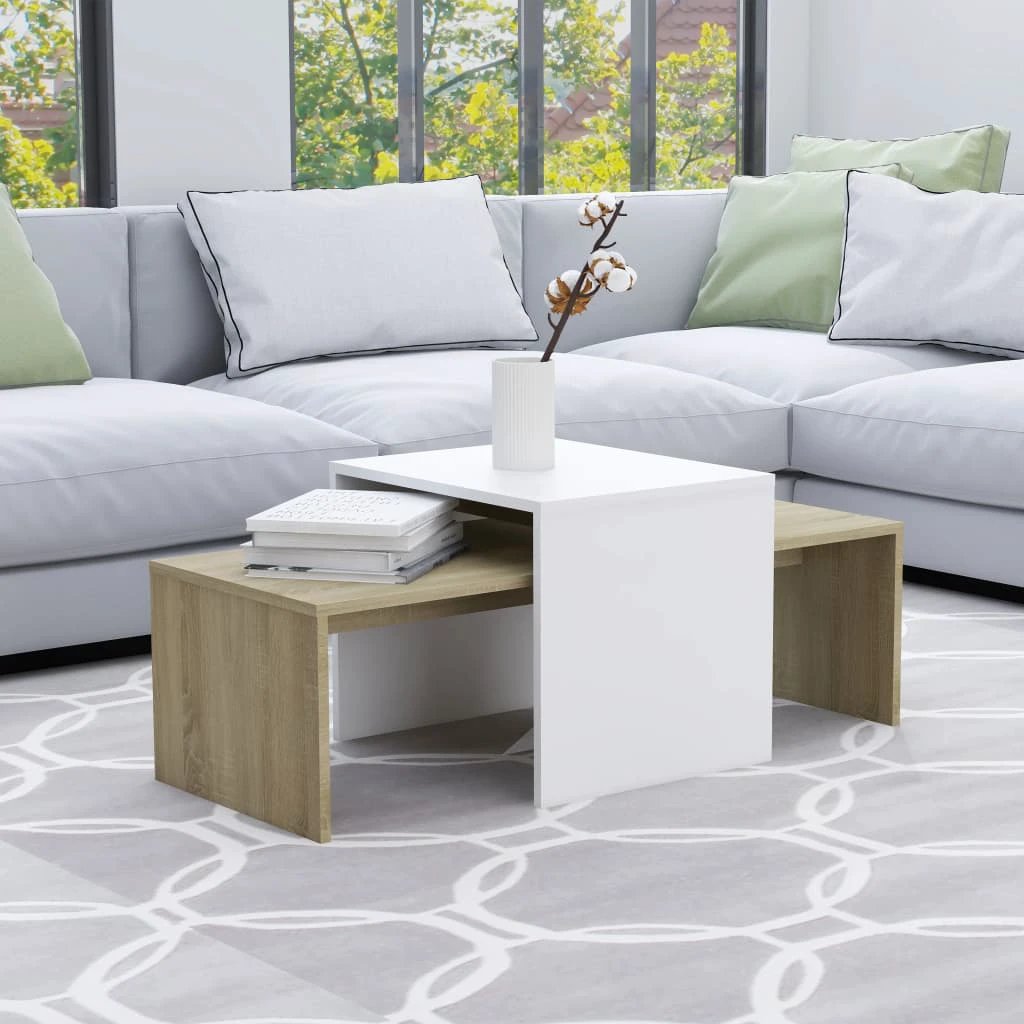 vidaXL vidaXL Coffee Table Set Smoked Oak 100x48x40 cm Engineered Wood Modern Living Room Decor - Coffee Table