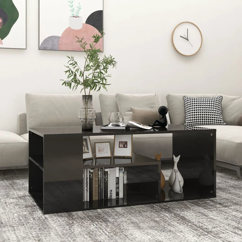 VidaXL Coffee Table 100x50x40 cm Engineered Wood Smoked Oak Open Shelf Living Room by vidaXL