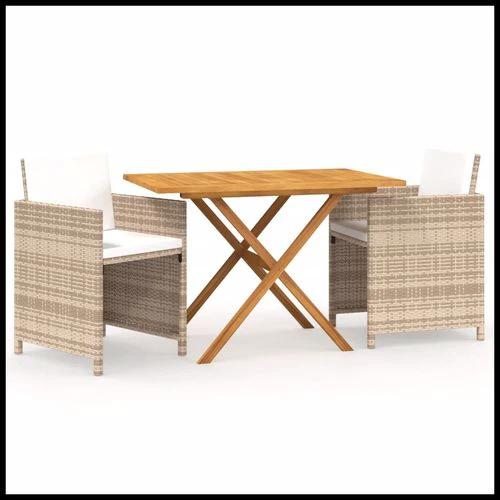 vidaXL 3 Piece Garden Dining Set with Cushions Table Size 70 x 70 cm Solid Acacia Wood for Outdoor Dining Enthusiasts by vidaXL