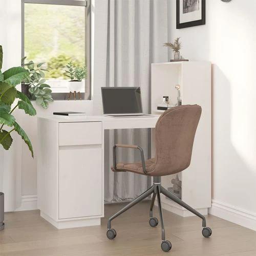 vidaXL Solid Pine Wood Desk 110x53x117 cm Rustic Design with Ample Storage for Home Office Use by vidaXL