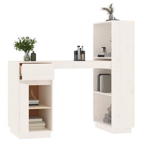 vidaXL Solid Pine Wood Desk 110x53x117 cm Rustic Design with Ample Storage for Home Office Use by vidaXL