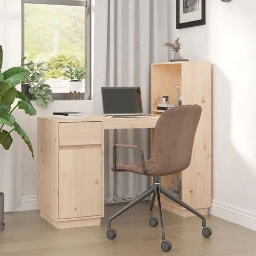 vidaXL vidaXL Solid Pine Wood Desk 110x53x117 cm Rustic Design with Ample Storage for Home Office Use - Desk