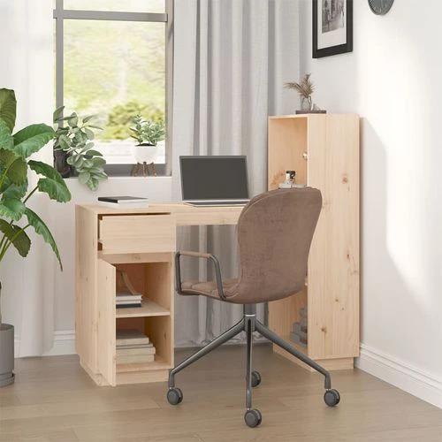 vidaXL vidaXL Solid Pine Wood Desk 110x53x117 cm Rustic Design with Ample Storage for Home Office Use - Desk