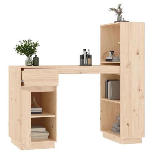 vidaXL vidaXL Solid Pine Wood Desk 110x53x117 cm Rustic Design with Ample Storage for Home Office Use - Desk