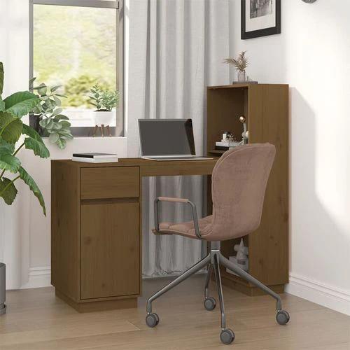 vidaXL Solid Pine Wood Desk 110x53x117 cm Rustic Design with Ample Storage for Home Office Use by vidaXL