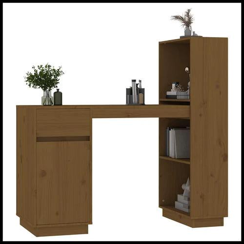 vidaXL vidaXL Solid Pine Wood Desk 110x53x117 cm Rustic Design with Ample Storage for Home Office Use - Desk