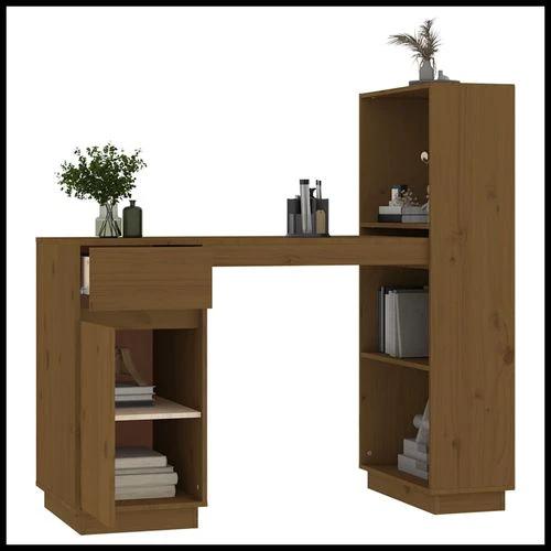 vidaXL vidaXL Solid Pine Wood Desk 110x53x117 cm Rustic Design with Ample Storage for Home Office Use - Desk