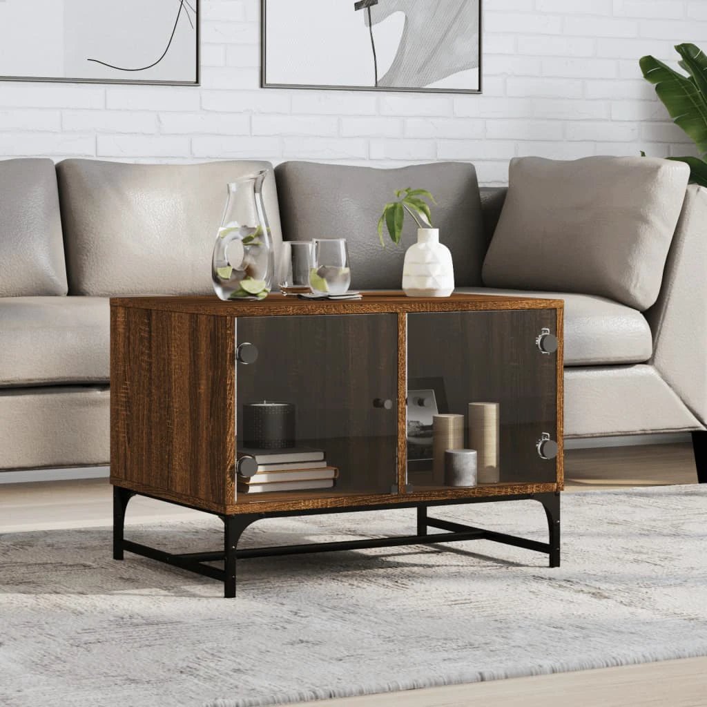 vidaXL VidaXL Coffee Table 68.5x50x50 cm Glass Doors Living Room - Coffee Table