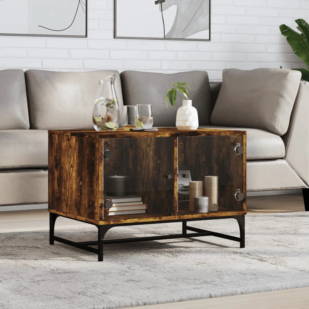 vidaXL VidaXL Coffee Table 68.5x50x50 cm Glass Doors Living Room - Coffee Table