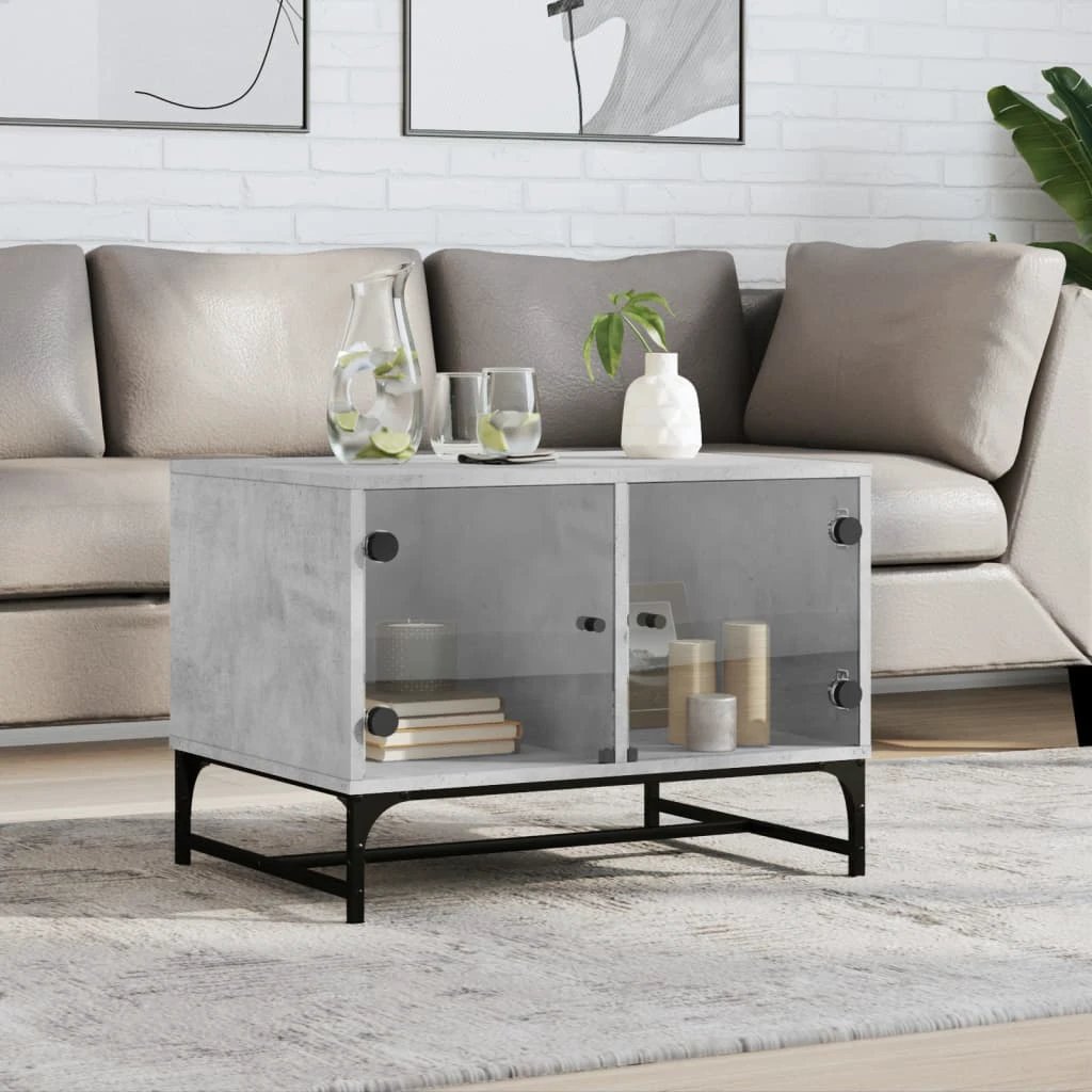 vidaXL VidaXL Coffee Table 68.5x50x50 cm Glass Doors Living Room - Coffee Table