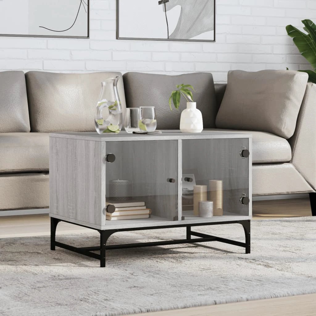 vidaXL VidaXL Coffee Table 68.5x50x50 cm Glass Doors Living Room - Coffee Table