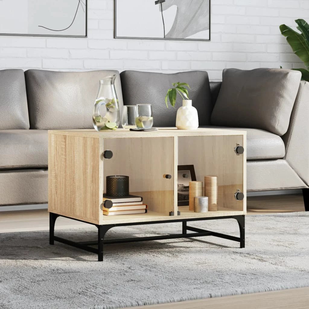 vidaXL VidaXL Coffee Table 68.5x50x50 cm Glass Doors Living Room - Coffee Table