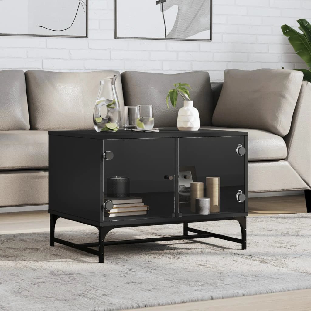 vidaXL VidaXL Coffee Table 68.5x50x50 cm Glass Doors Living Room - Coffee Table