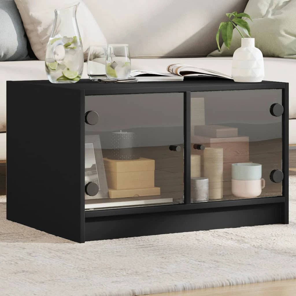 vidaXL VidaXL Coffee Table 68x50x42 cm GlassDoors White LivingRoom - Coffee Table